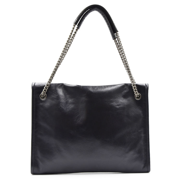 Borsa Orciani Venus Midi Donna Nero In Pelle Catena E Fibbia