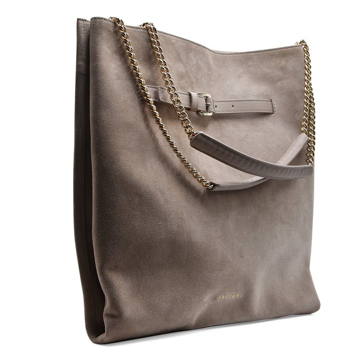 Borsa Orciani Venus Hobo Peach Suede Sabbia A Spalla Strutturato