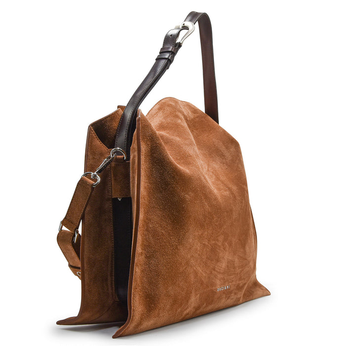 Borsa Orciani Trinity Peach Large Essenziale Suede Sella E Cuoio