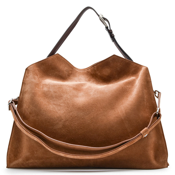 Borsa Orciani Trinity Peach Large Essenziale Suede Sella E Cuoio