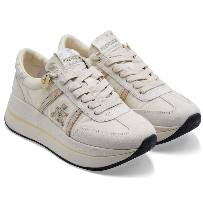 Premiata Sneakers Donna BETHCOIN 8145 Bianco Pelle Scamosciata