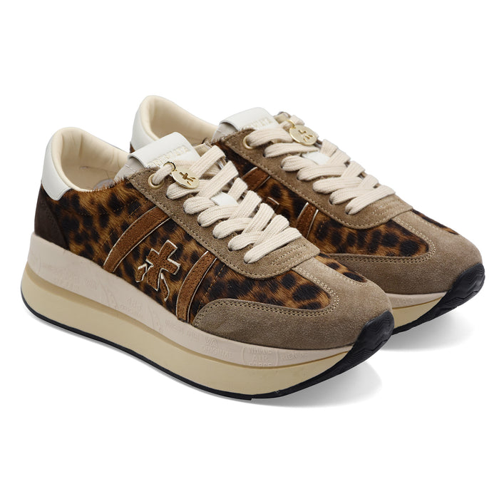 Sneakers Premiata Bethcoin 8701 Donna Animalier Leopard Taupe