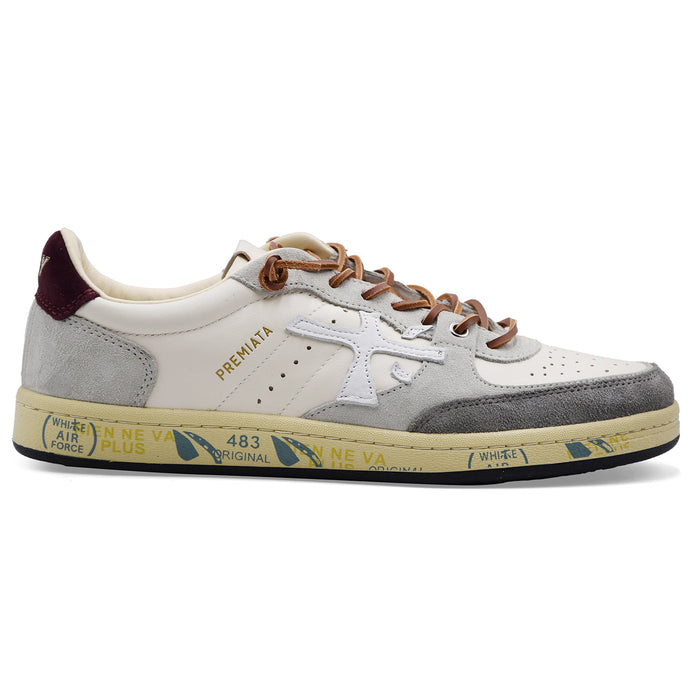 Sneakers Premiata Uomo BSKT Clay 7616 Bianco Grigio Burgundy