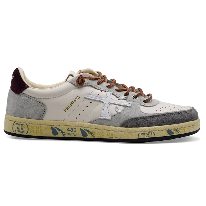 Sneakers Premiata Uomo BSKT Clay 7616 Bianco Grigio Burgundy
