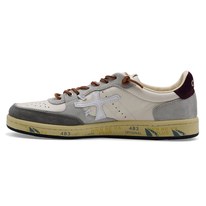 Sneakers Premiata Uomo BSKT Clay 7616 Bianco Grigio Burgundy