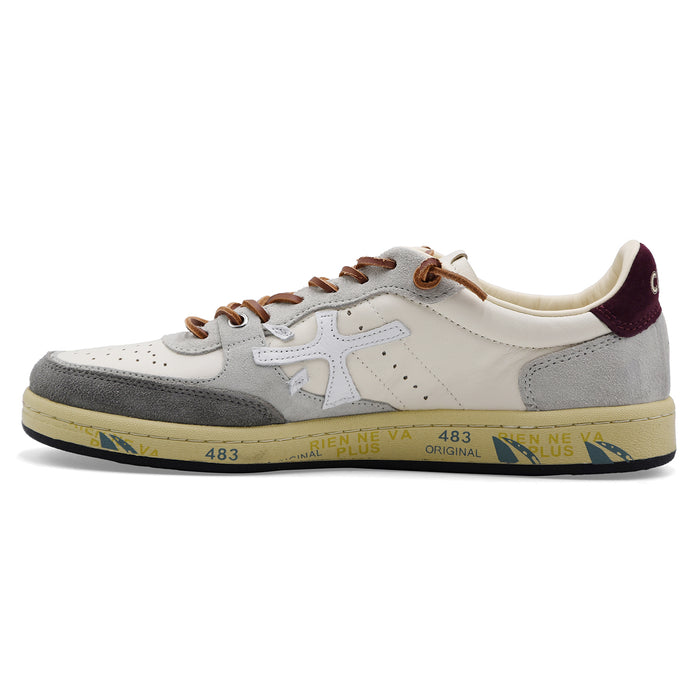 Sneakers Premiata Uomo BSKT Clay 7616 Bianco Grigio Burgundy