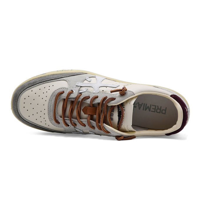 Sneakers Premiata Uomo BSKT Clay 7616 Bianco Grigio Burgundy