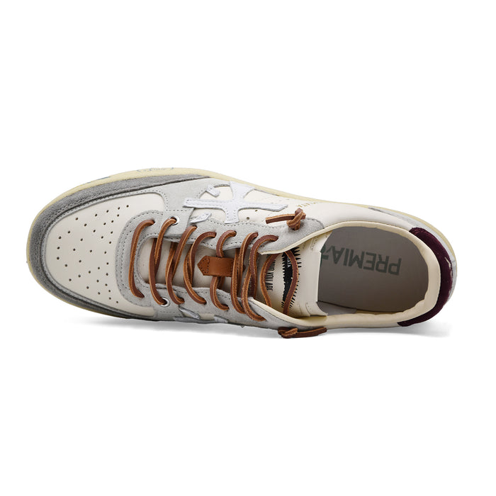 Sneakers Premiata Uomo BSKT Clay 7616 Bianco Grigio Burgundy