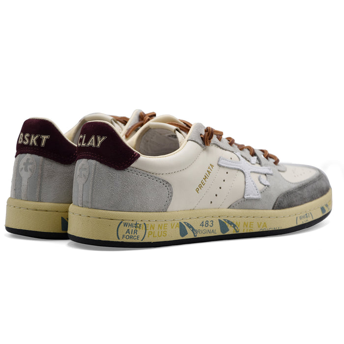 Sneakers Premiata Uomo BSKT Clay 7616 Bianco Grigio Burgundy