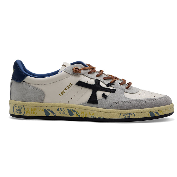 Sneakers Uomo Premiata Bskt Clay Var. 7617 Bianco Grigio Blu