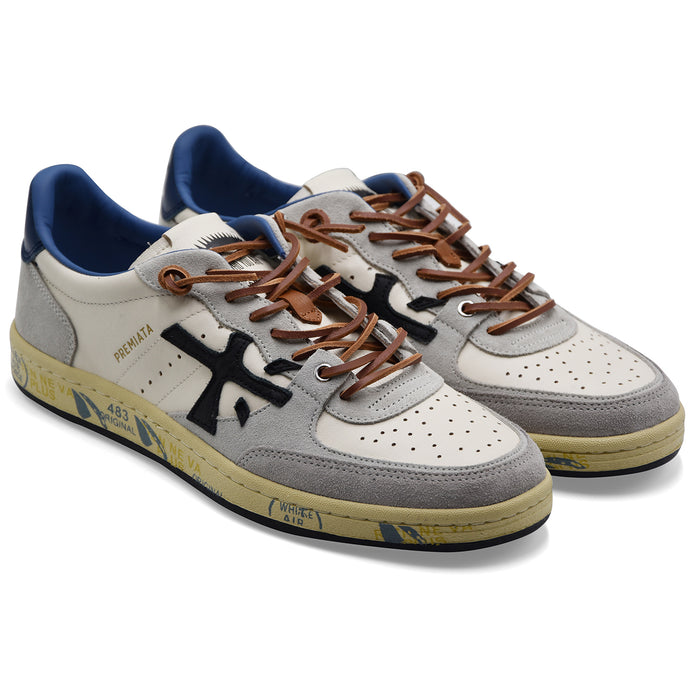 Sneakers Uomo Premiata Bskt Clay Var. 7617 Bianco Grigio Blu