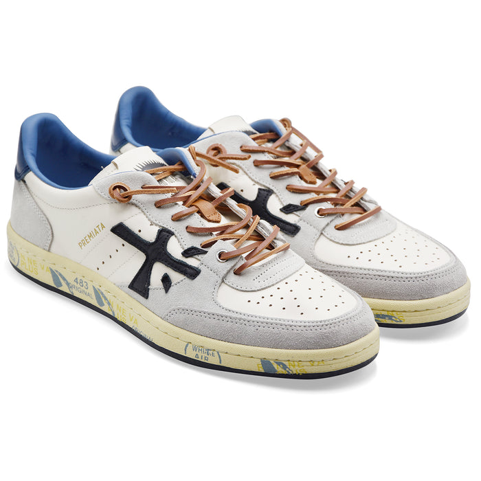 Sneakers Uomo Premiata Bskt Clay Var. 7617 Bianco Grigio Blu