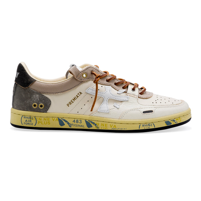Premiata Sneakers Uomo BSKTCLAY_8163 In Morbida Pelle Bianca