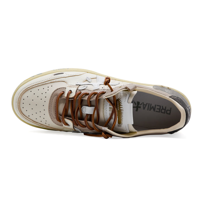 Premiata Sneakers Uomo BSKTCLAY_8163 In Morbida Pelle Bianca