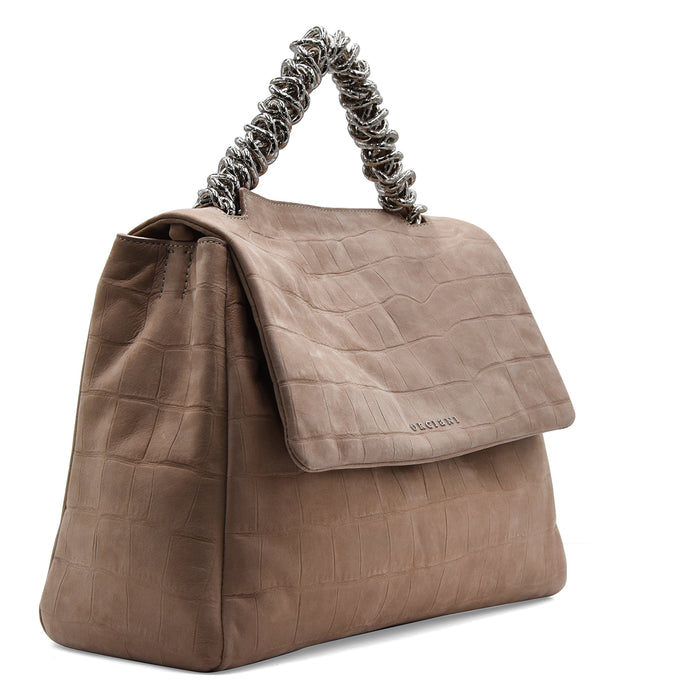 Borsa Orciani Sveva Twilight Midi Biscotto Nabuk Stampa Cocco