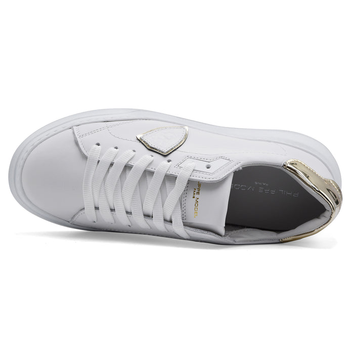 Philippe Model Sneakers Donna TEMPLE LOW Bianco Dettagli In Oro