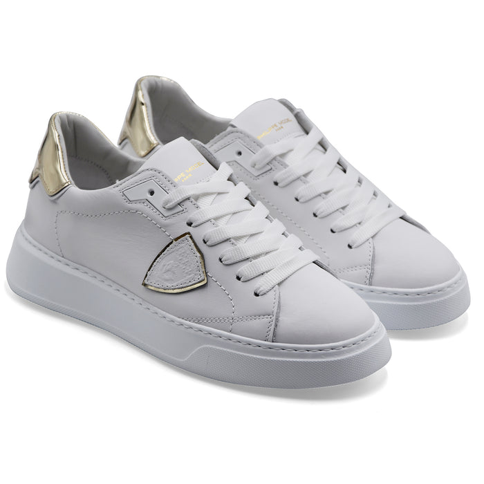 Philippe Model Sneakers Donna TEMPLE LOW Bianco Dettagli In Oro