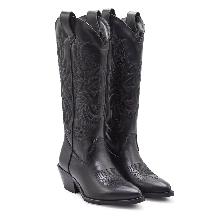 Texani Gisél Moiré Donna California Nero Con Ricami Ton Sur Ton