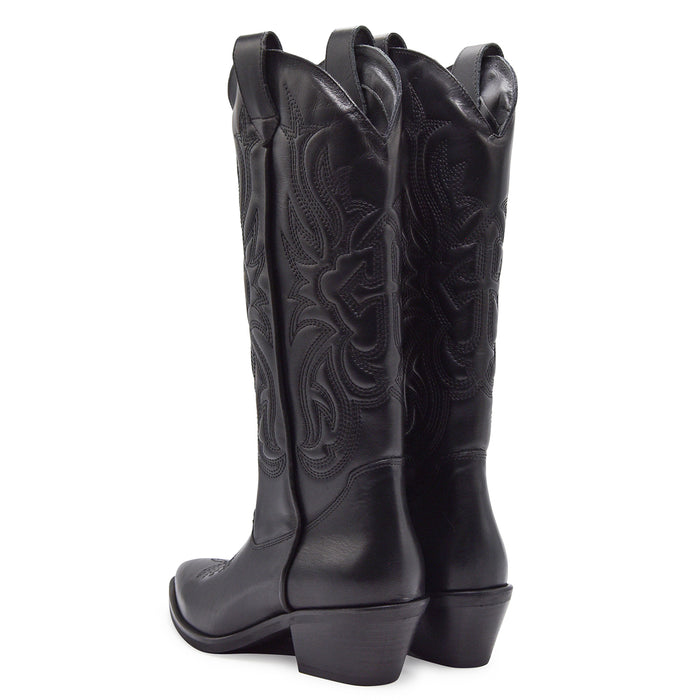 Texani Gisél Moiré Donna California Nero Con Ricami Ton Sur Ton