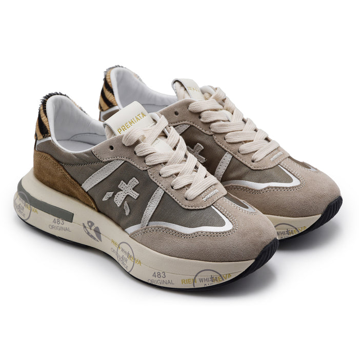 Sneakers Premiata Donna Cassie 7675 Marrone Taupe Stile Casual