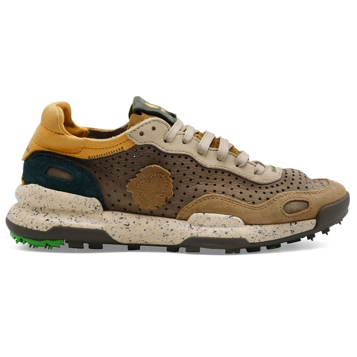 Satorisan Sneakers Uomo Chacrona Pelle Beige Dettaglio Giallo