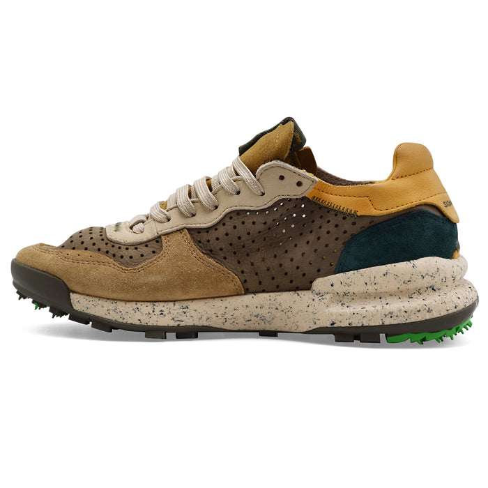 Satorisan Sneakers Uomo Chacrona Pelle Beige Dettaglio Giallo