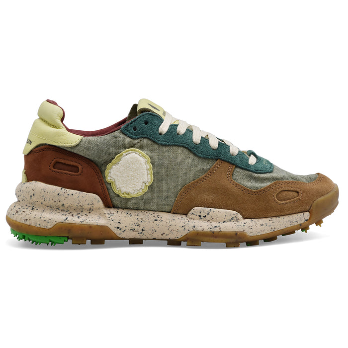Satorisan Sneakers Uomo Chacrona Pelle Scamosciata Beige E Verde