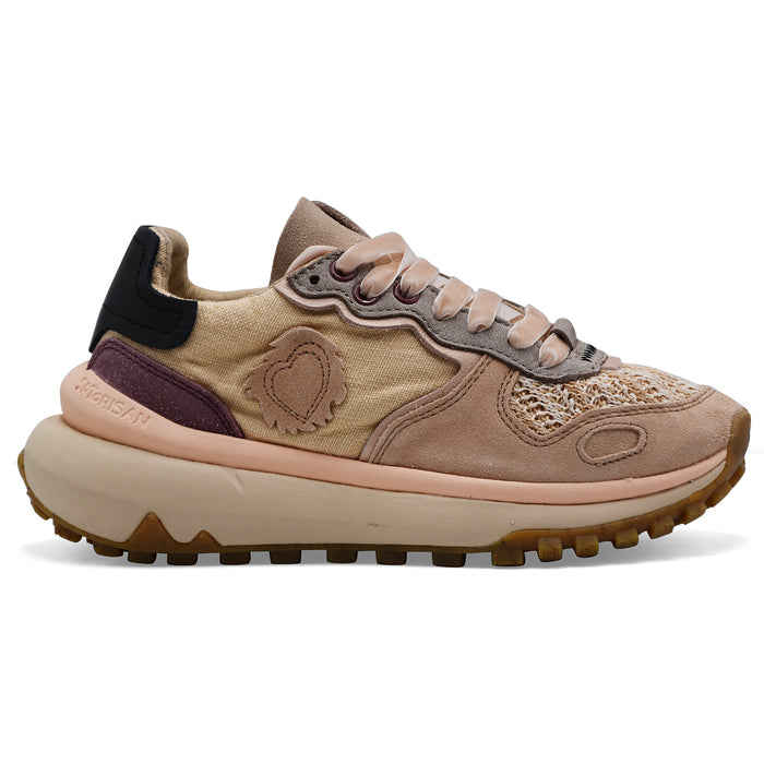 Satorisan Women's CHACRONA METTA Leather and Fabric Beige Sneakers