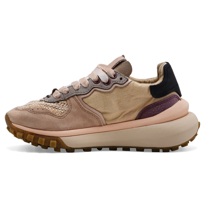 Satorisan Women's CHACRONA METTA Leather and Fabric Beige Sneakers