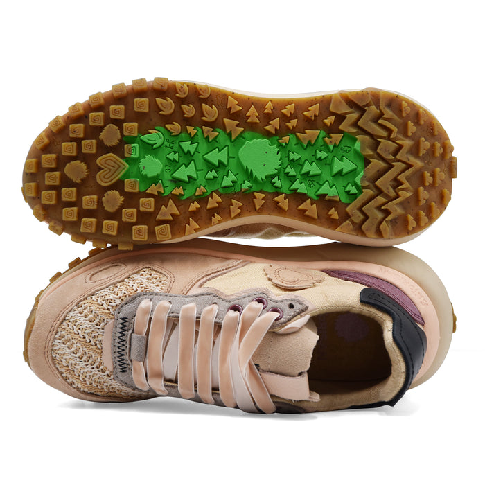 Satorisan Women's CHACRONA METTA Leather and Fabric Beige Sneakers