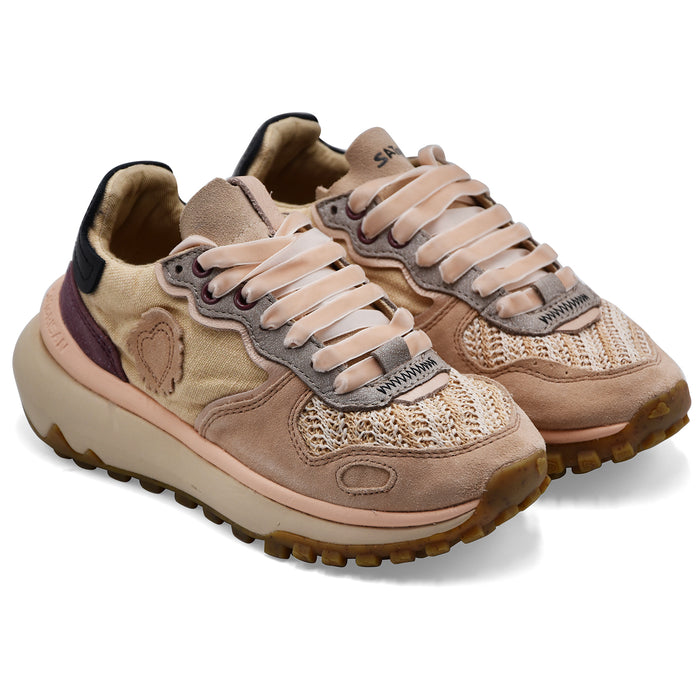 Satorisan Women's CHACRONA METTA Leather and Fabric Beige Sneakers