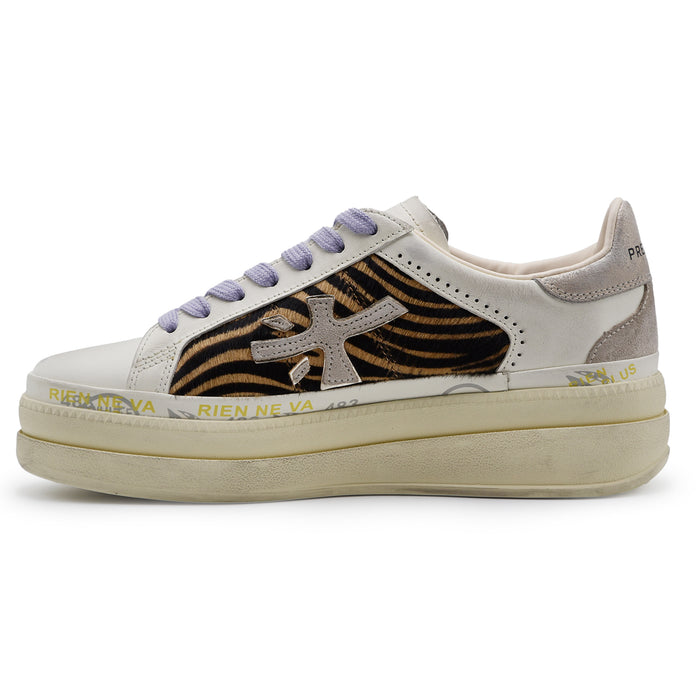 Sneakers Premiata Claudia 7753 Beige Dettagli Animalier Zebra