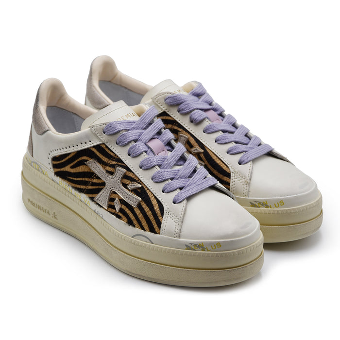Sneakers Premiata Claudia 7753 Beige Dettagli Animalier Zebra