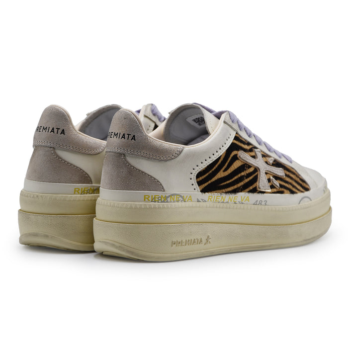 Sneakers Premiata Claudia 7753 Beige Dettagli Animalier Zebra