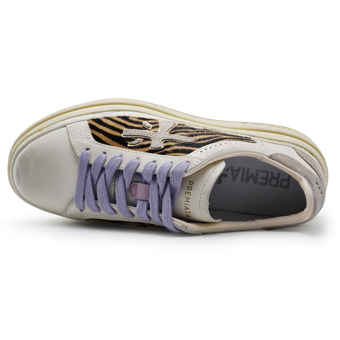 Sneakers Premiata Claudia 7753 Beige Dettagli Animalier Zebra