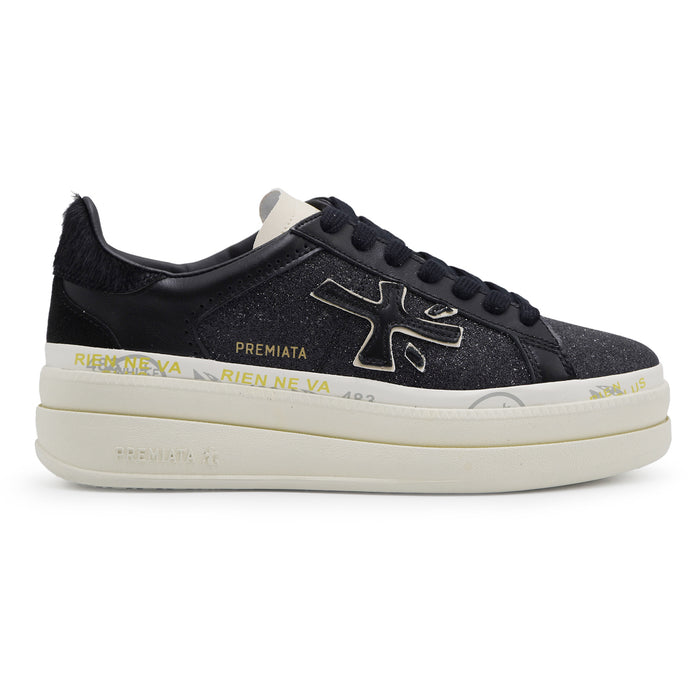 Sneakers Donna Premiata Claudia 7755 Nero Strass Logo Laterale