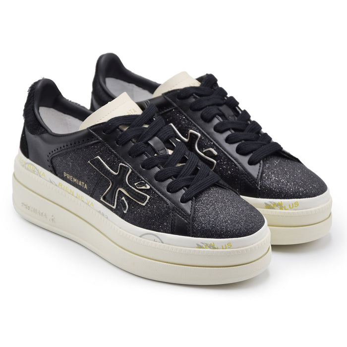 Sneakers Donna Premiata Claudia 7755 Nero Strass Logo Laterale