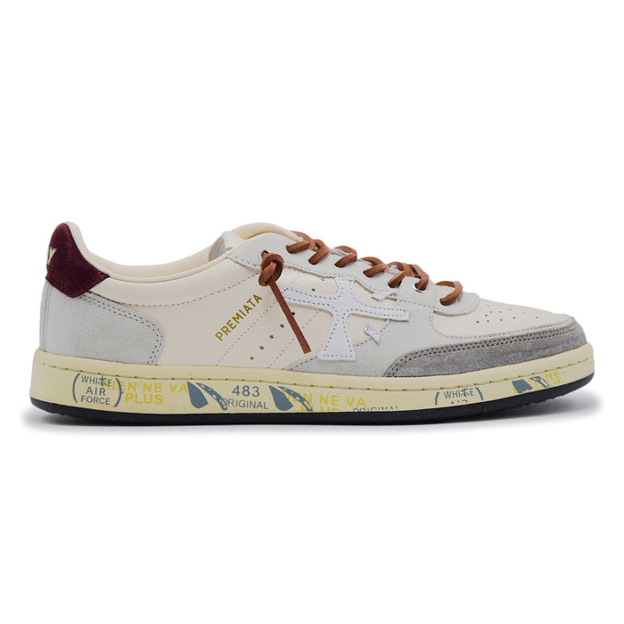 Sneakers Uomo Premiata BSKT Clay 7616 Bianco Grigio Burgundy