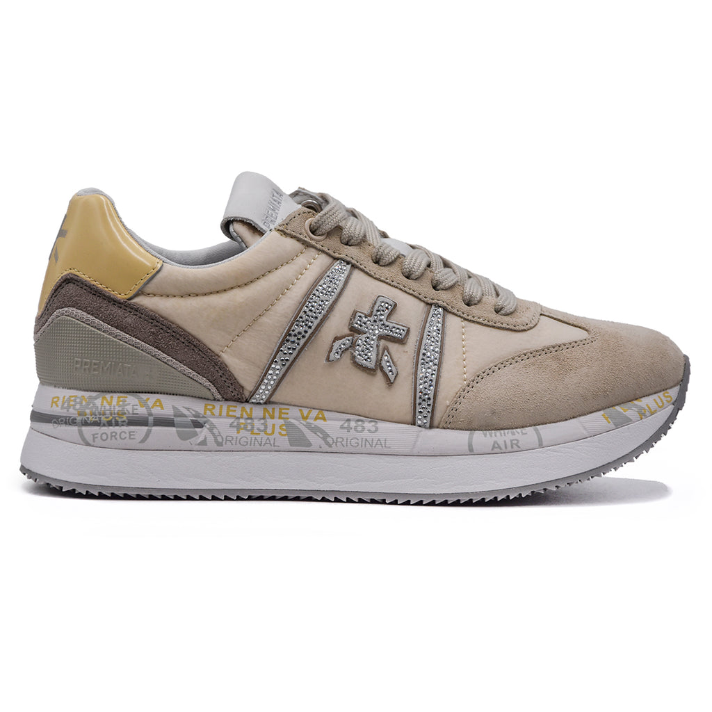 スニーカー PREMIATA Women Sneakers CONNY6671 Beige PREMIATA women shoes Beige suede and light fabric Conny 6671