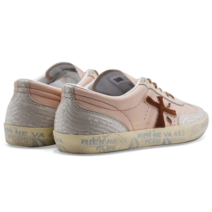 Premiata Sneakers Donna DAVIDD 8293 In Pelle Rosa E Paillettes