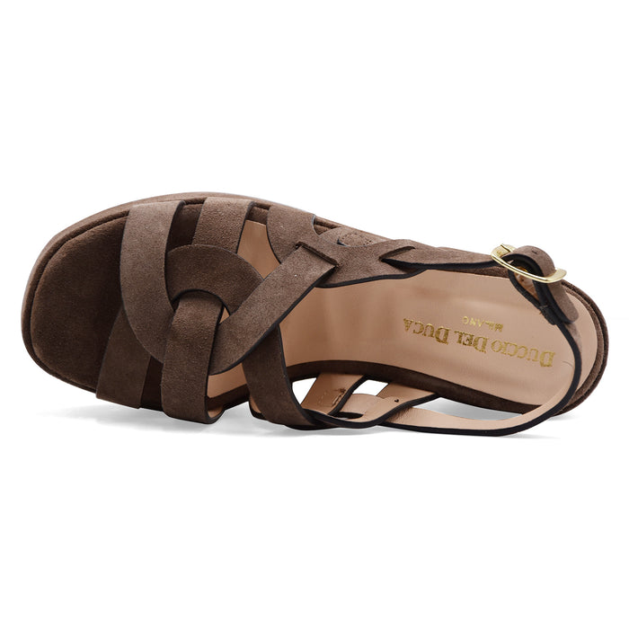 Sandali Duccio Del Duca Donna DD124 Morbido Camoscio Espresso