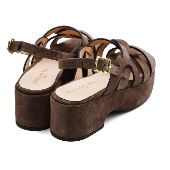 Sandali Duccio Del Duca Donna DD124 Morbido Camoscio Espresso