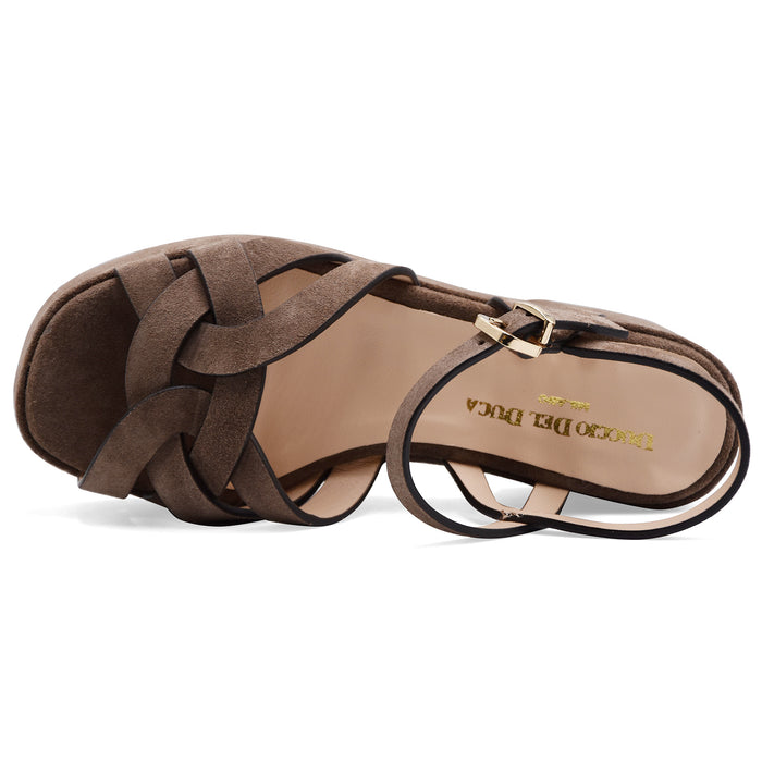 Duccio Del Duca Sandali Donna DD140 In Vero Camoscio Espresso
