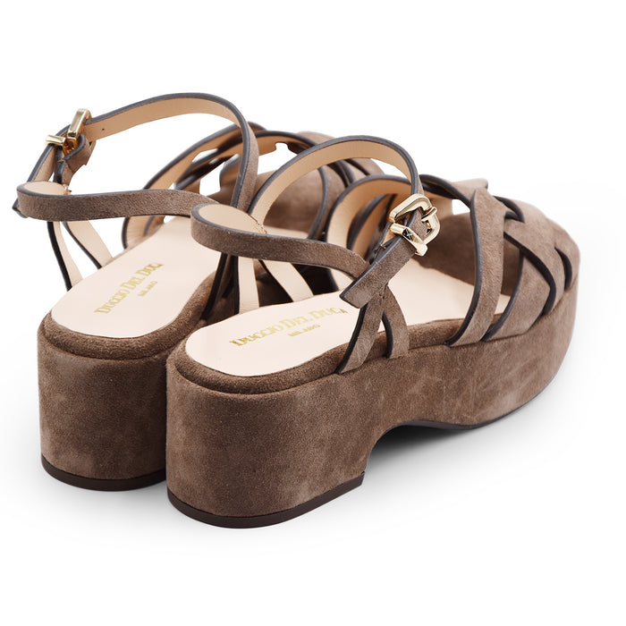Duccio Del Duca Sandali Donna DD140 In Vero Camoscio Espresso