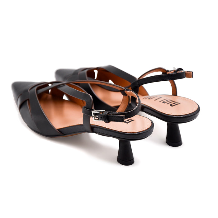 Bibi Lou Donna Slingback NOLIA PUMP Nero Con Silhouette A Punta