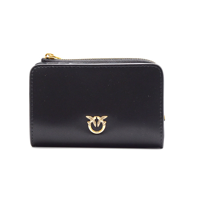 Portafoglio Donna Mini Pinko Love Birds Diamond Cut Pelle Nera