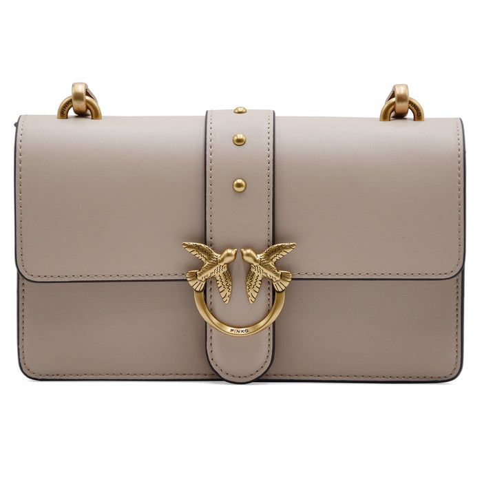 Borsa Pinko Love Bag One Small Beige Antique Gold Strutturata