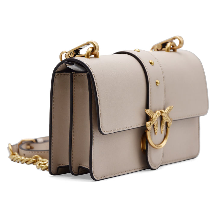 Borsa Pinko Love Bag One Small Beige Antique Gold Strutturata