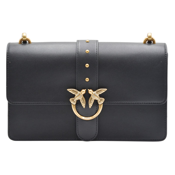 Borsa Donna Pinko Love One Classic Nero Antique Gold Morbida