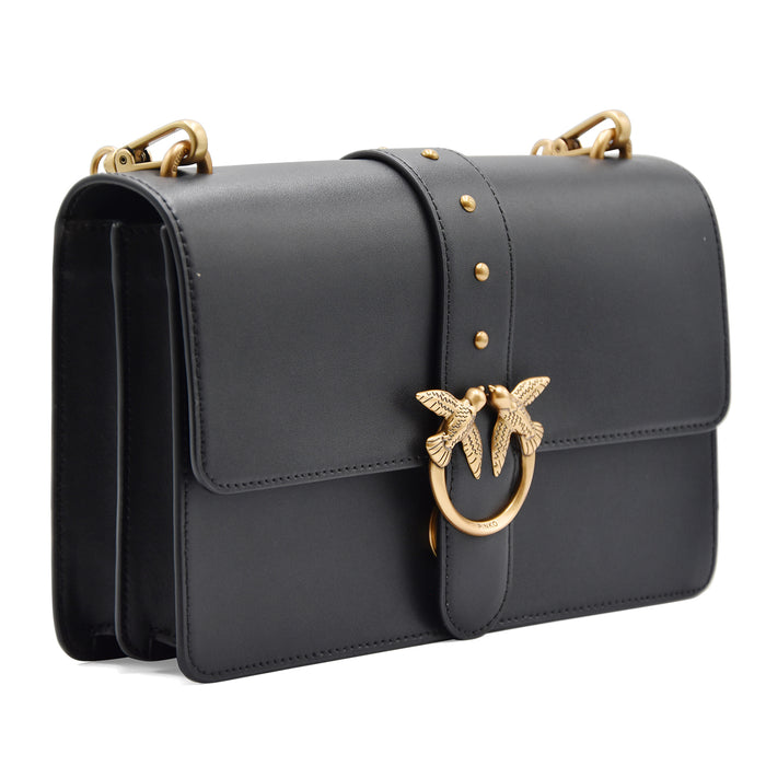 Borsa Donna Pinko Love One Classic Nero Antique Gold Morbida